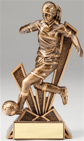 Female Soccer Checkmate Bronze Resin Trophy Award - 6 1/2''