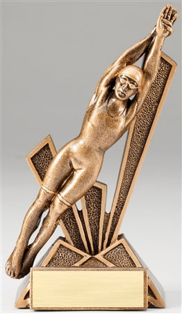 Swimming Female Bronze Checkmate Resin Trophy Award - 6 1/2''
