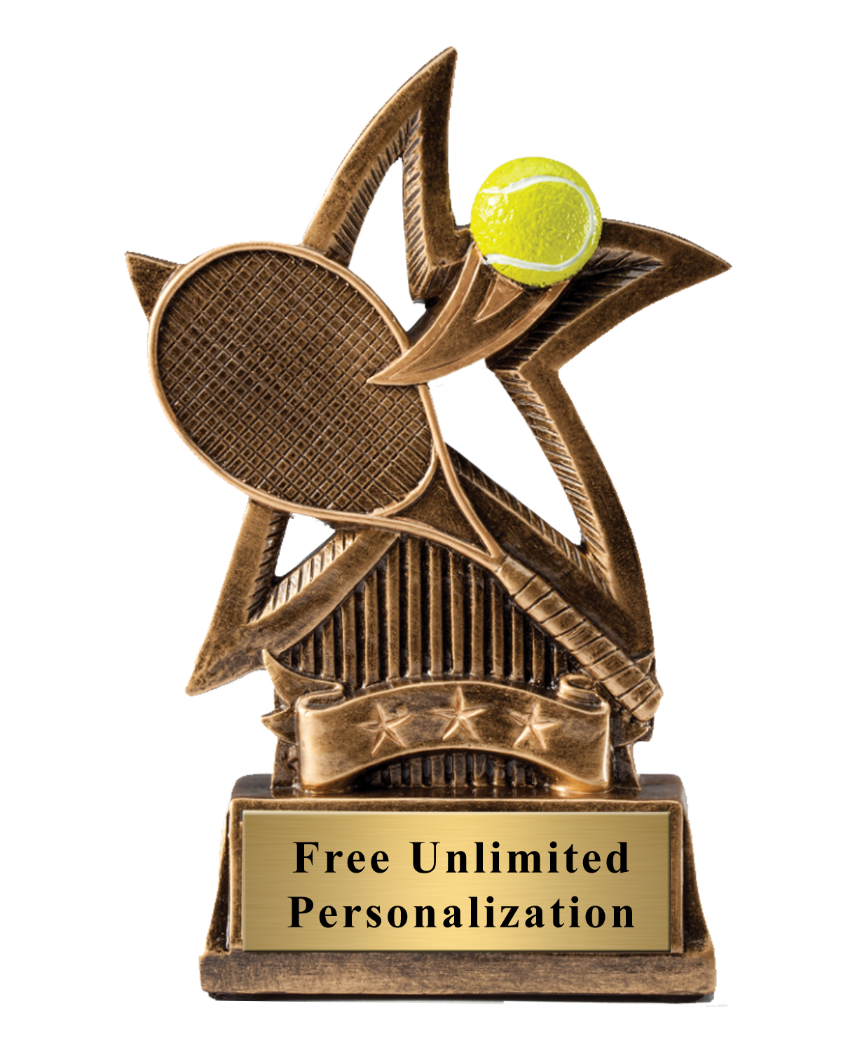 Tennis Star Bronze Resin Trophy Award - 6''