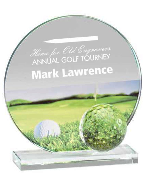 Golf On The Green Full-Color Glass Trophy Award
