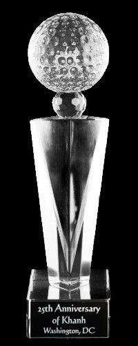Elegante Golf Ball Crystal Trophy Award - 12"