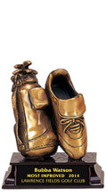 Bronze Golf Bag with Golf Shoe Trophy Award