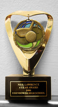 Gold Heart Trophy Stand with Stained Glass Medal