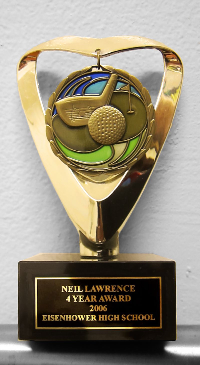 Gold Heart Trophy Stand with Stained Glass Medal