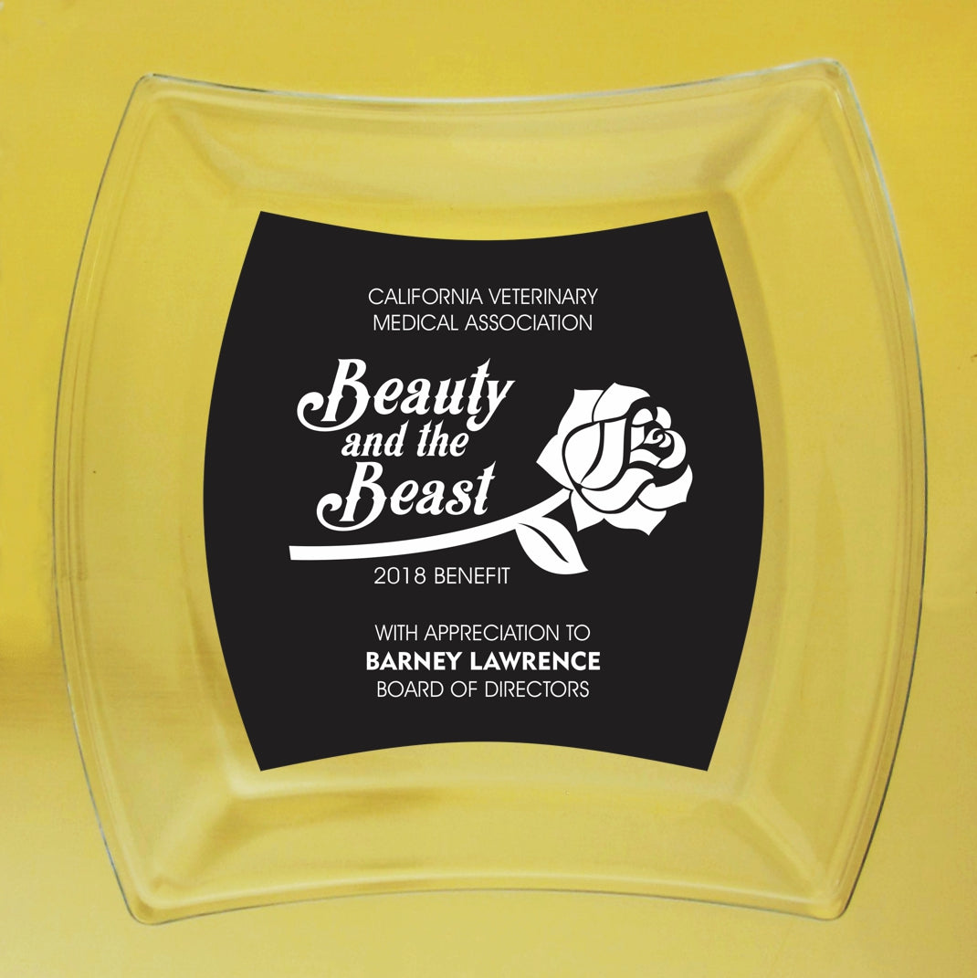 Flair Square Crystal Engraved Plate Award