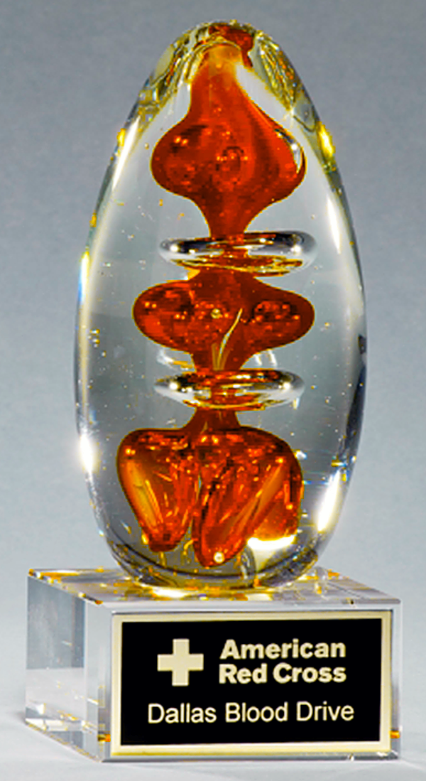 Red Ribbon Crystal Egg Trophy Award