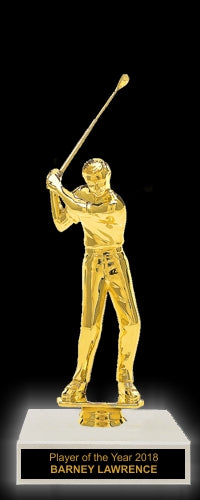 White Marble Base with Gold Statuette