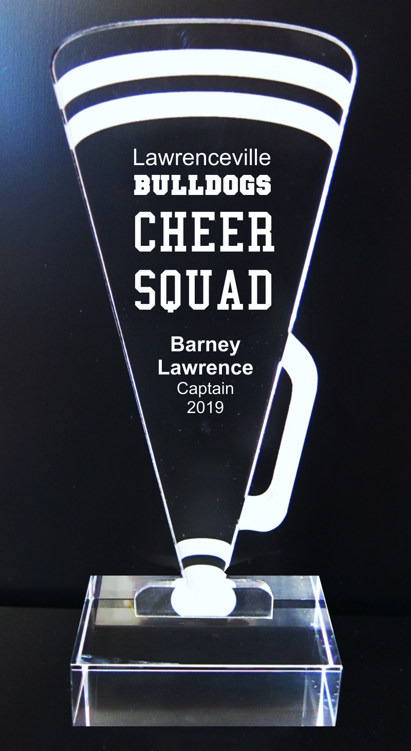 Acrylic Cheer Squad Megaphone Trophy Award