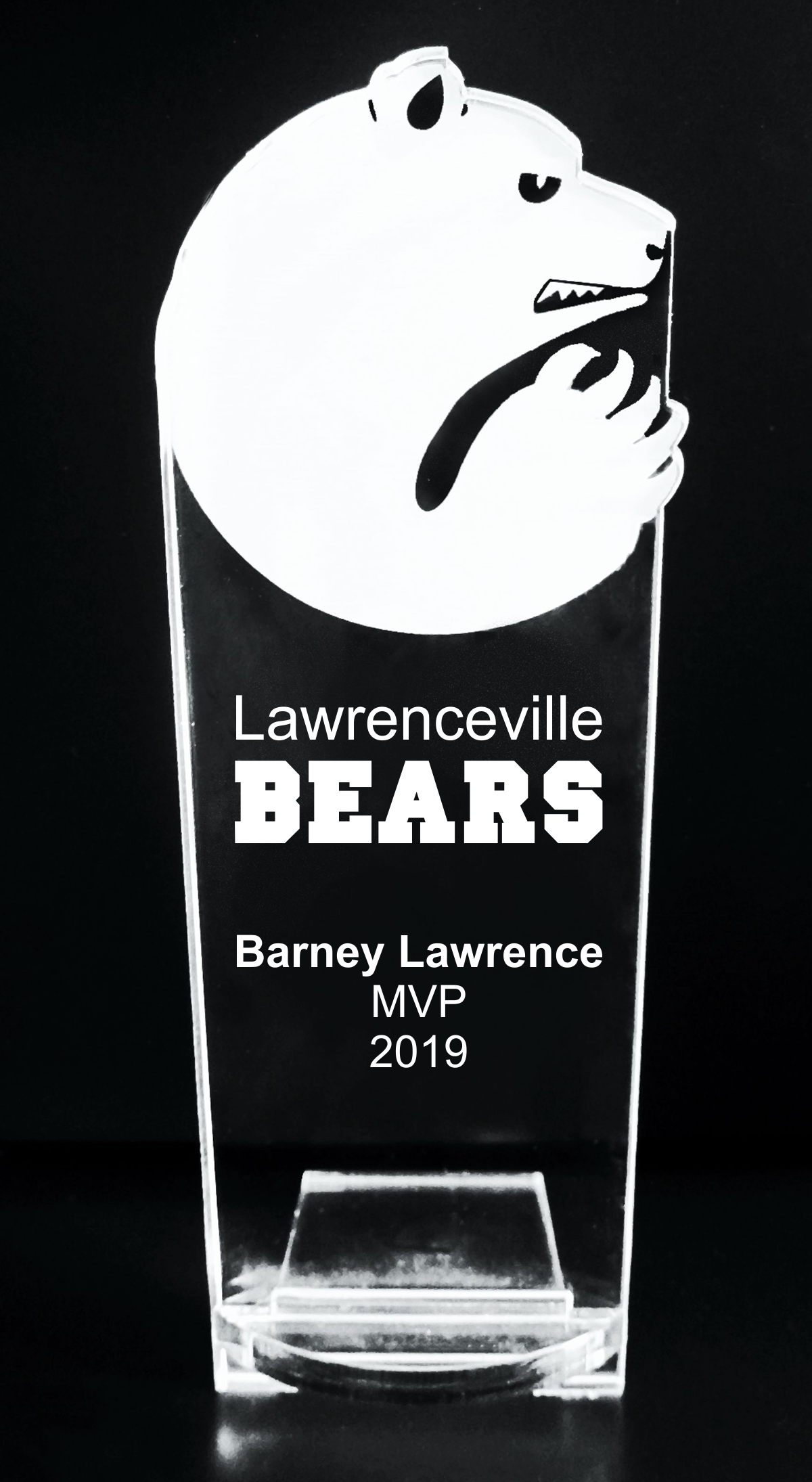 VALUE LINE Acrylic Bear Mascot Trophy Award