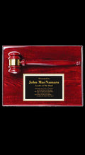 Rosewood Finish Plaque - Gavel and Metal Plate