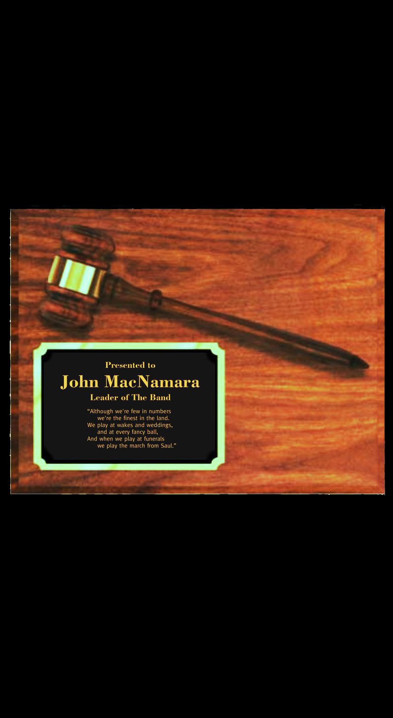 Walnut Finish Plaque - Gavel and Metal Plate