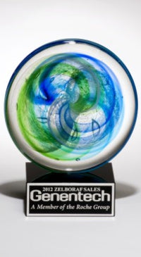 Color Crystal Ocean Blue Disc Trophy Award