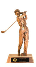 Bronze Backswing Female Golfer Trophy Award