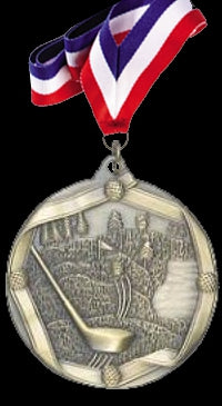 Silver Sports Medal with Neck Ribbon