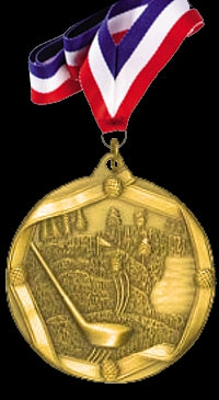 Gold Sports Medal with Neck Ribbon