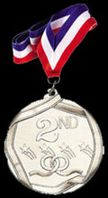 2nd Place Silver Sports Sports Medal with Neck Ribbon