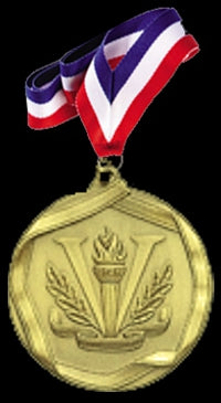 Victory Gold Sports Medal with Neck Ribbon