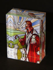 Stained Glass Jesus - Solid Crystal Block Trophy Award