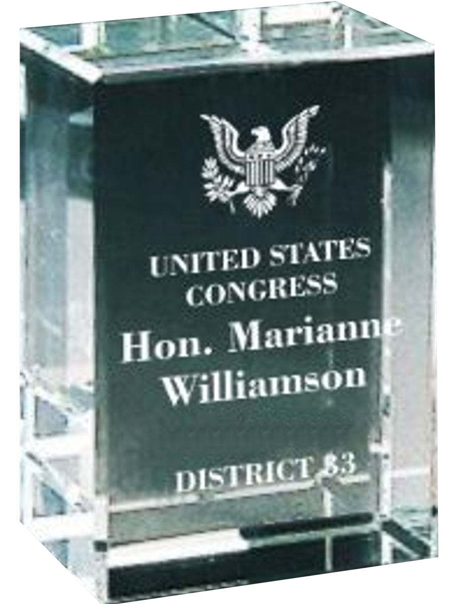 Clear Crystal Block Trophy Award