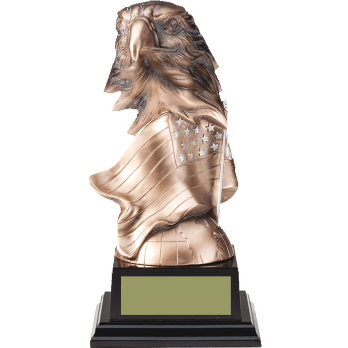 Eagle Head with American Flag Resin Trophy Award - 7-1/4" and 8-3/4"