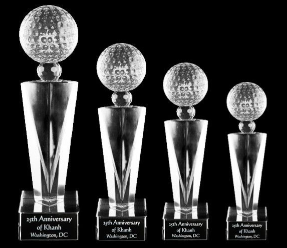 Elegante Golf Ball Crystal Trophy Award (FOUR SIZES)