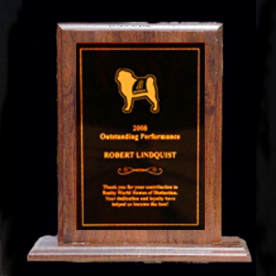 Walnut Stand-Up Plaque - Full Metal Engraved Plate