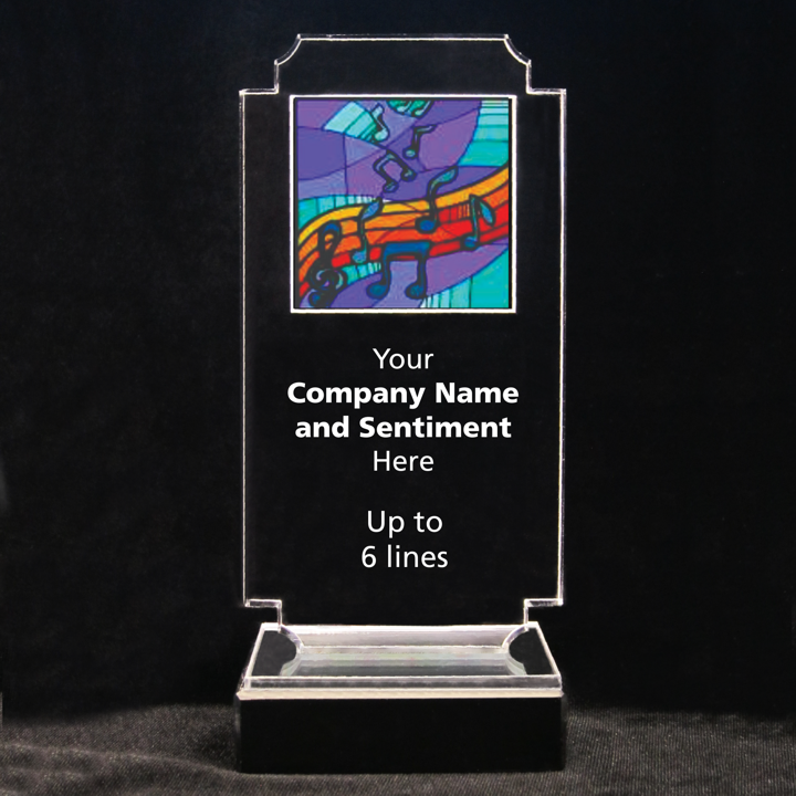 Retro Music Acrylic Full-Color Trophy - Free Form Musical Notes