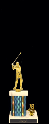 Double Figure Trophy on Square Column with Marble Bases - 10"