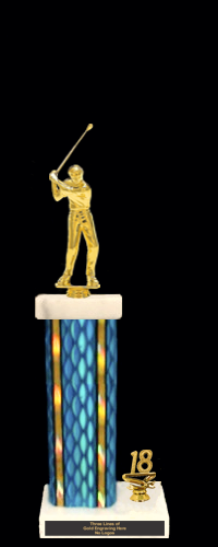 Double Figure Trophy on Square Column with Marble Bases - 14"
