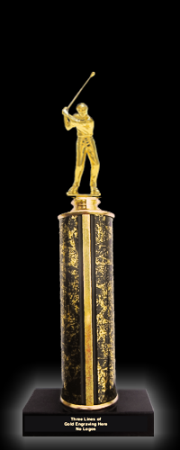 Single Figure Golf Trophy on Round Column with Marble Base - 11"