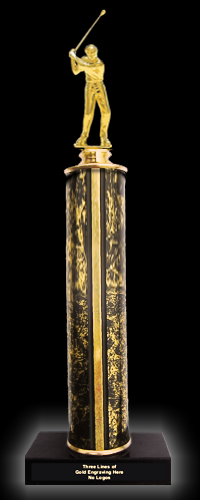 Single Figure Golf Trophy on Round Column with Marble Base - 13"