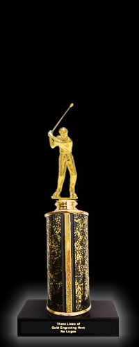 Single Figure Golf Trophy on Round Column with Marble Base - 9"