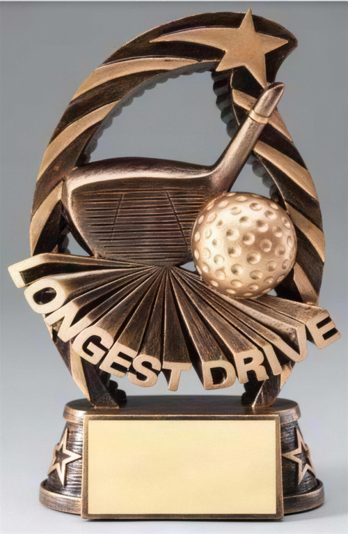 Longest Drive Bronze Golf Star Arch Resin Trophy Award