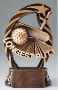 Longest Putt Bronze Golf Star Arch Resin Trophy Award