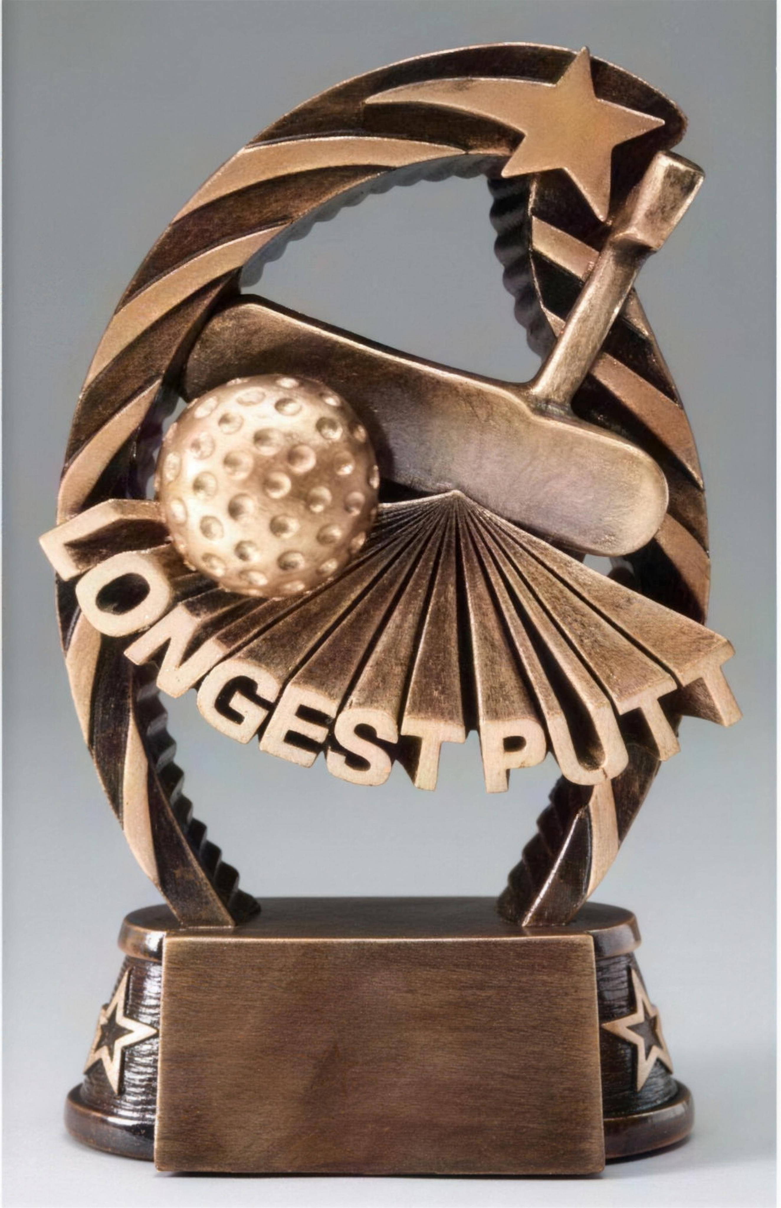 Longest Putt Bronze Golf Star Arch Resin Trophy Award