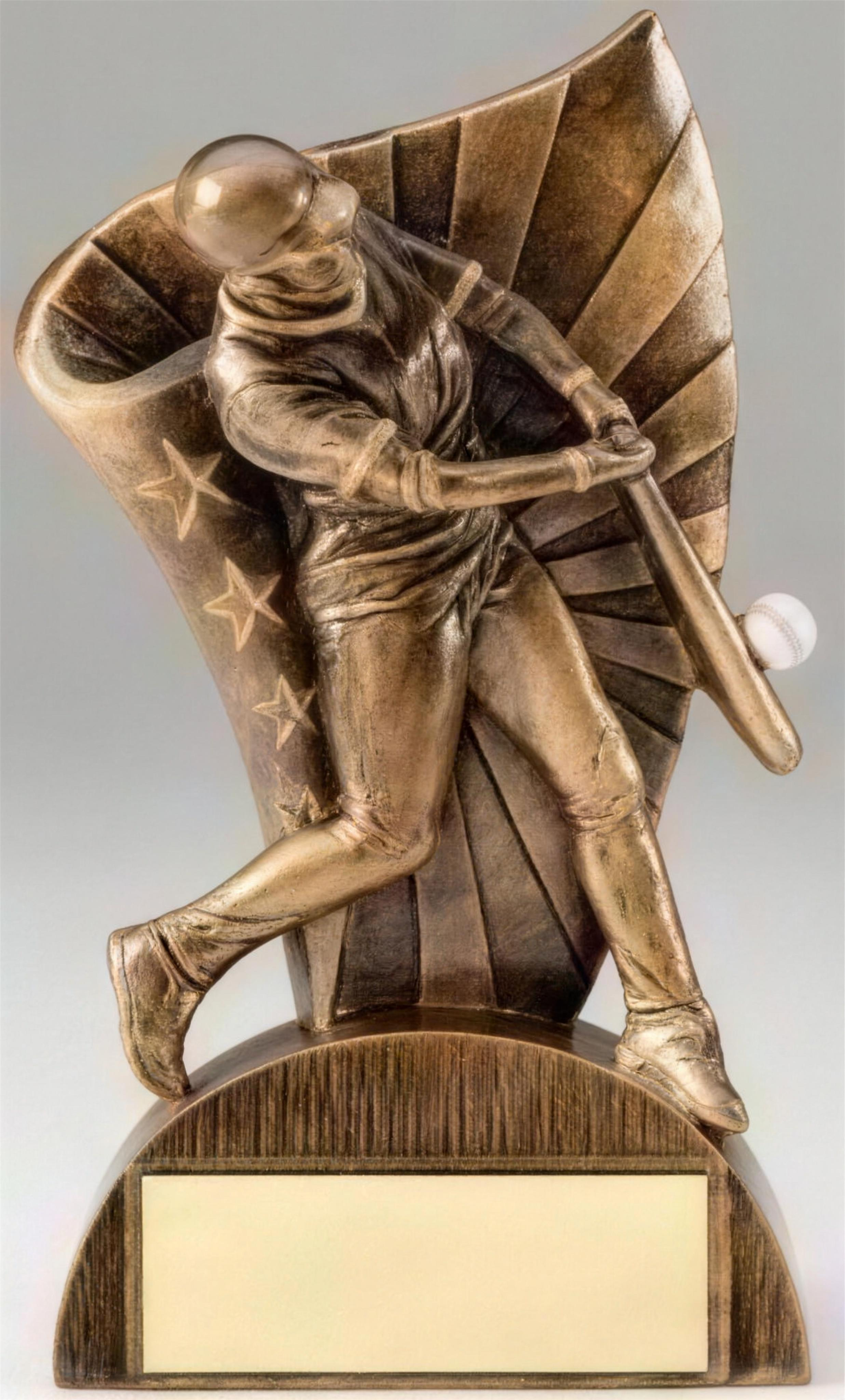 Baseball Flag Bronze Resin Trophy Award
