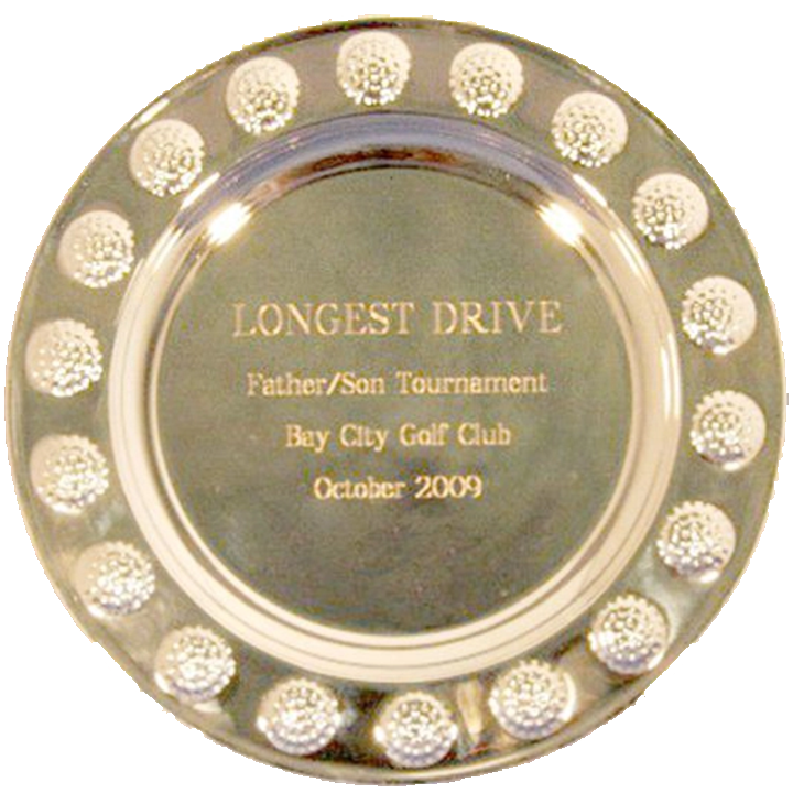 Silver Tray with Golf Ball Border Trophy Award Gift