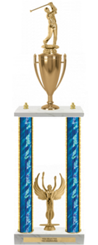 Two-Column, Two-Level Trophy with Gold Cup, Multiple Figures and Trim -  24''