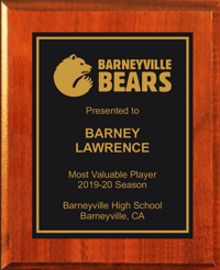 Walnut Finish Plaque - Full Metal Plate